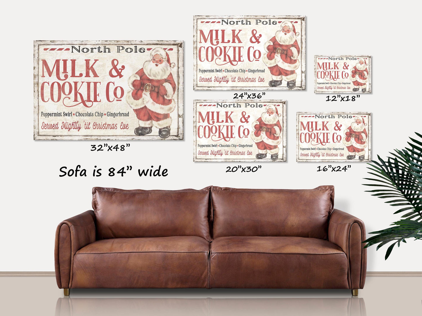 Holiday Decor, North Pole Milk & Cookie Co Canvas Sign, Vintage Christmas, Christmas Signs, Kitchen Christmas Decor, Christmas Wall Art