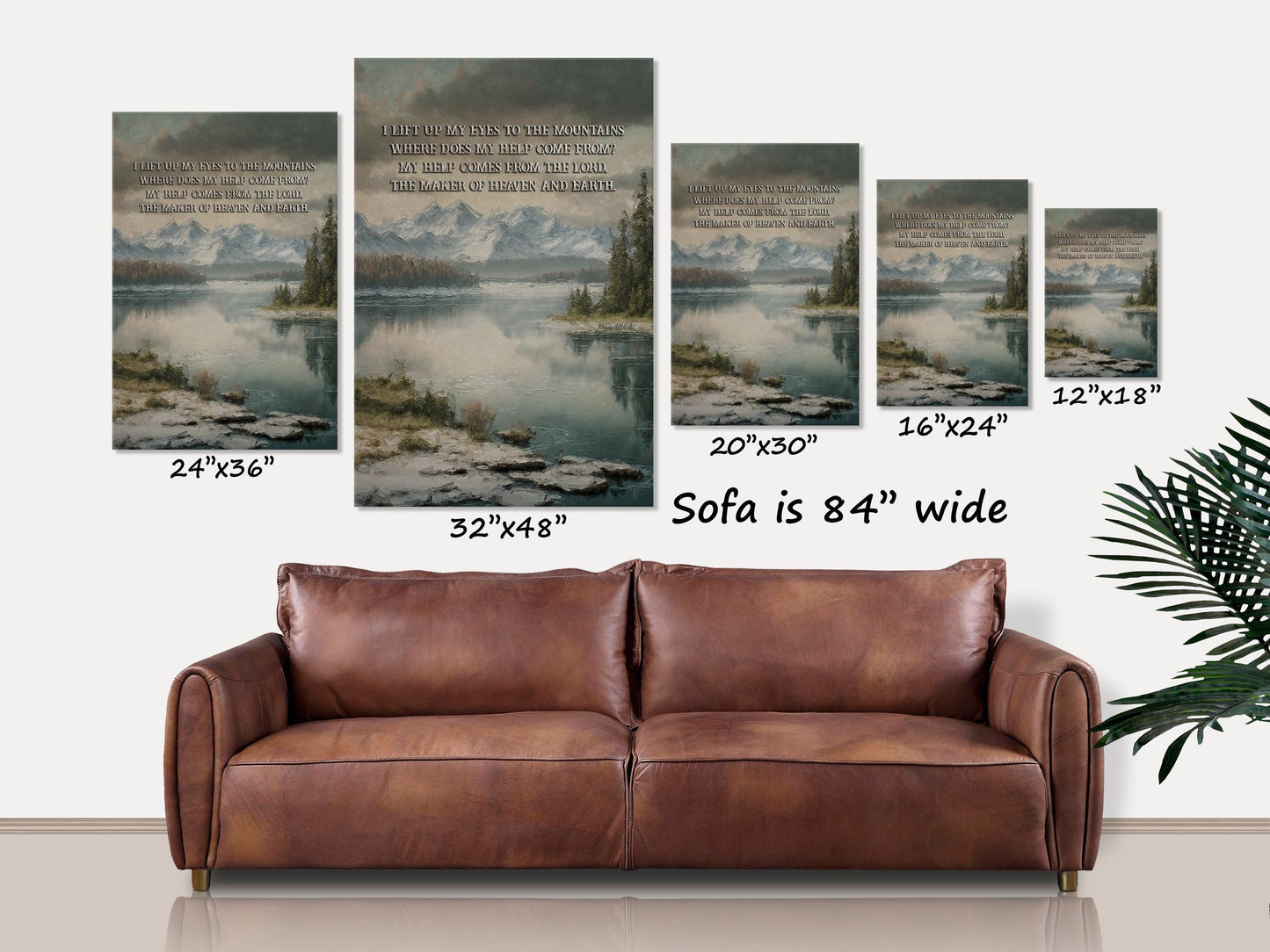 I Lift Up My Eyes to the Mountains, Christian Gift, Large Canvas Wall Art, Inspirational Gifts, Religious Home Decor, Psalm Sign, Landscape