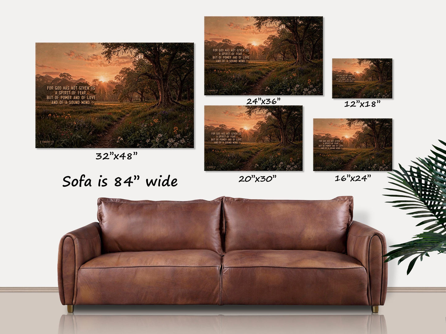 Christian Wall Art, 2 Timothy 1:7, Canvas Wall Art, Believer Gifts, Faith Gifts, Christian Gifts, Scripture Sign, Bible Verse, Christian Art