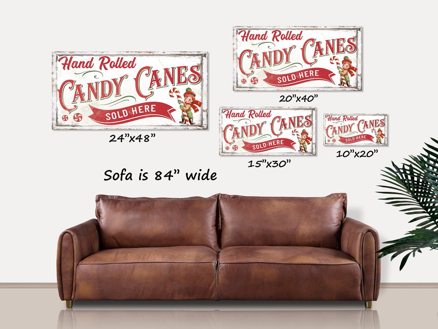 Christmas Sign, Vintage Candy Cane Canvas Wall Art, Vintage Christmas Decor, Large Canvas Wall Art, Vintage Holiday Decor, Holiday Signs