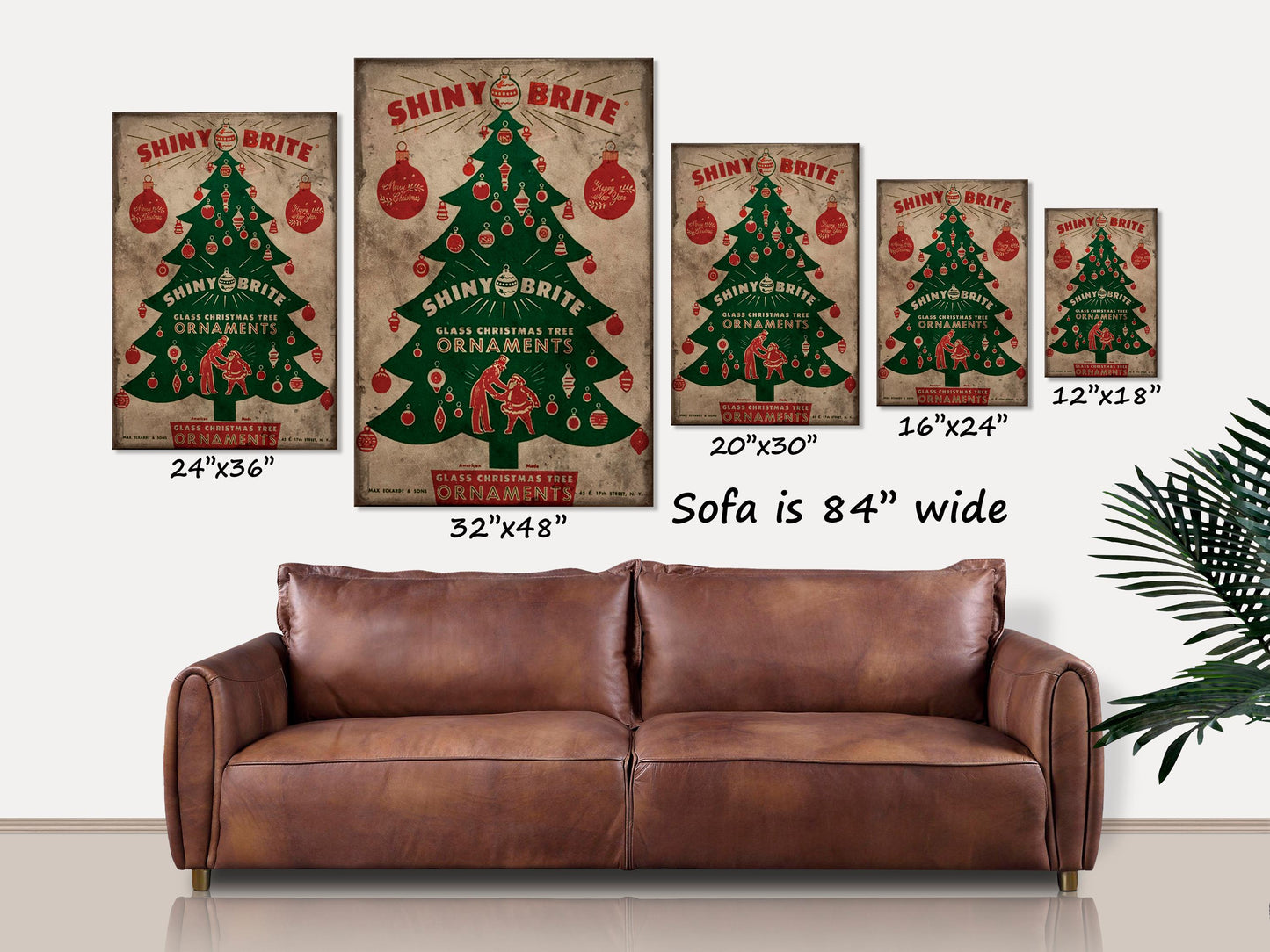 Holiday Decor, Shiny Brite Ornaments Christmas Tree Box Canvas Sign, Christmas Signs, Vintage Christmas, Primitive Decor, Vintage Decor