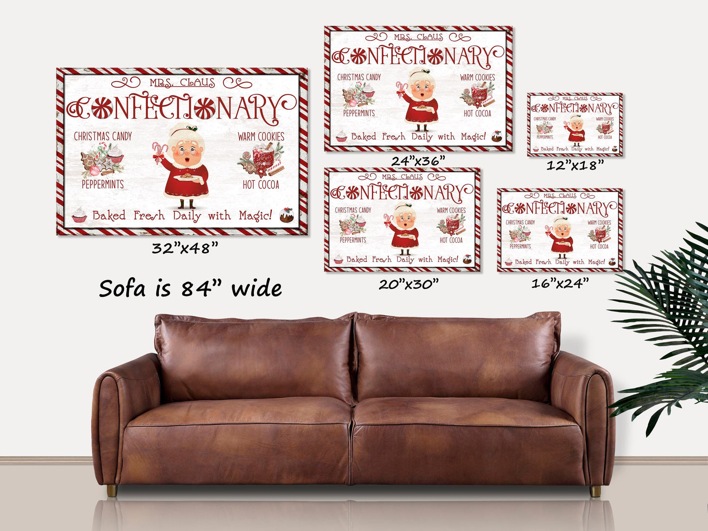Holiday Decor, Mrs Claus Confectionary, Canvas Wall Art, Vintage Christmas Signs, Christmas Candy Decor, Christmas Art, Peppermint Sign