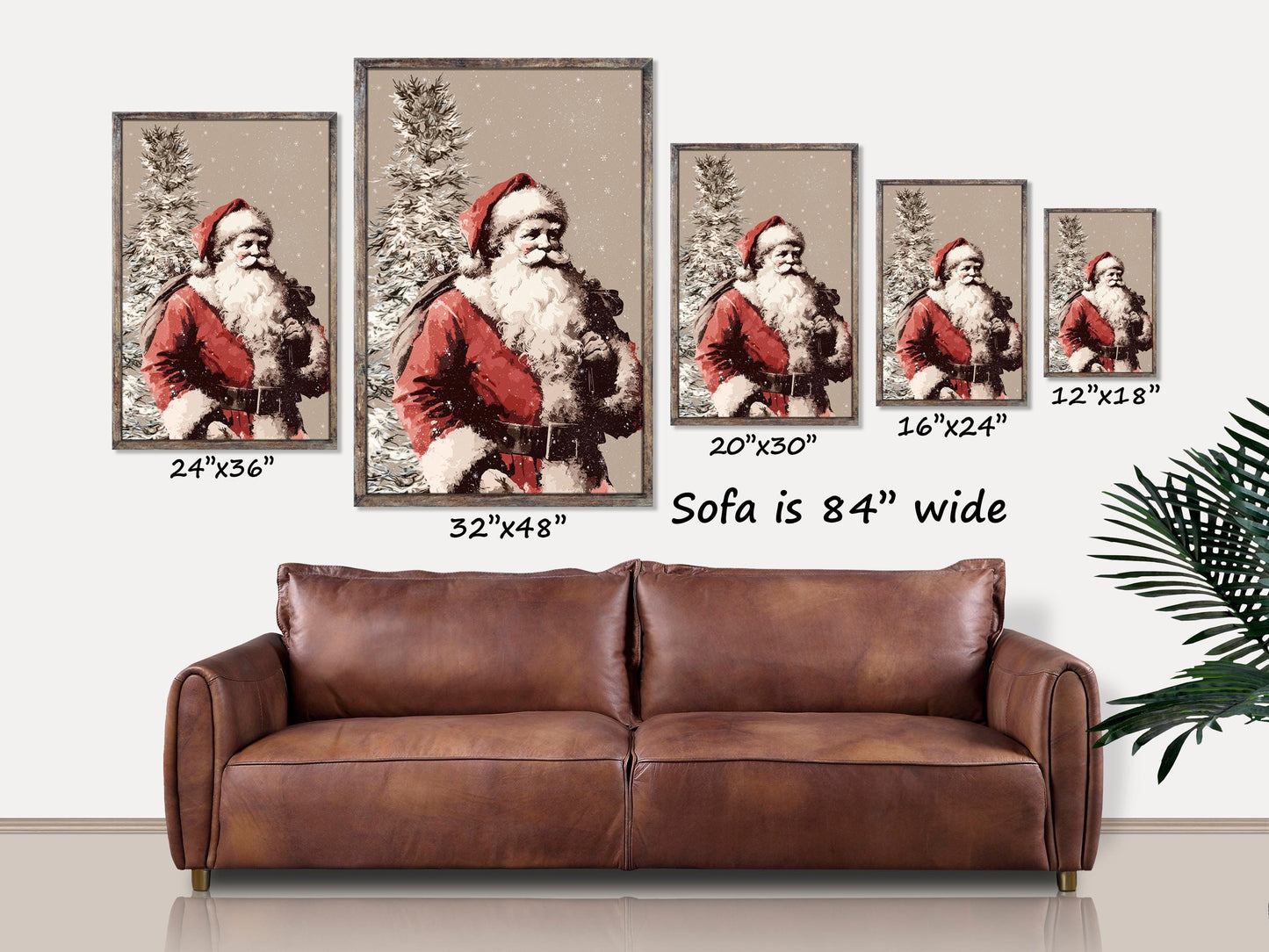 Holiday Decor, Father Christmas, Large Canvas Wall Art, Vintage Christmas Art, Vintage Wall Art, Woodland Santa Claus, Traditional Holiday