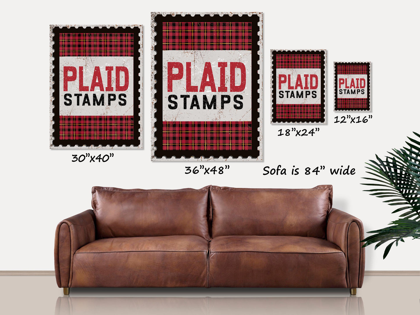Plaid Stamps Sign, Holiday Decor, Canvas Wall Art, Christmas Signs, Nostalgic Christmas Decor, Vintage Christmas Decor, Faux Metal Sign