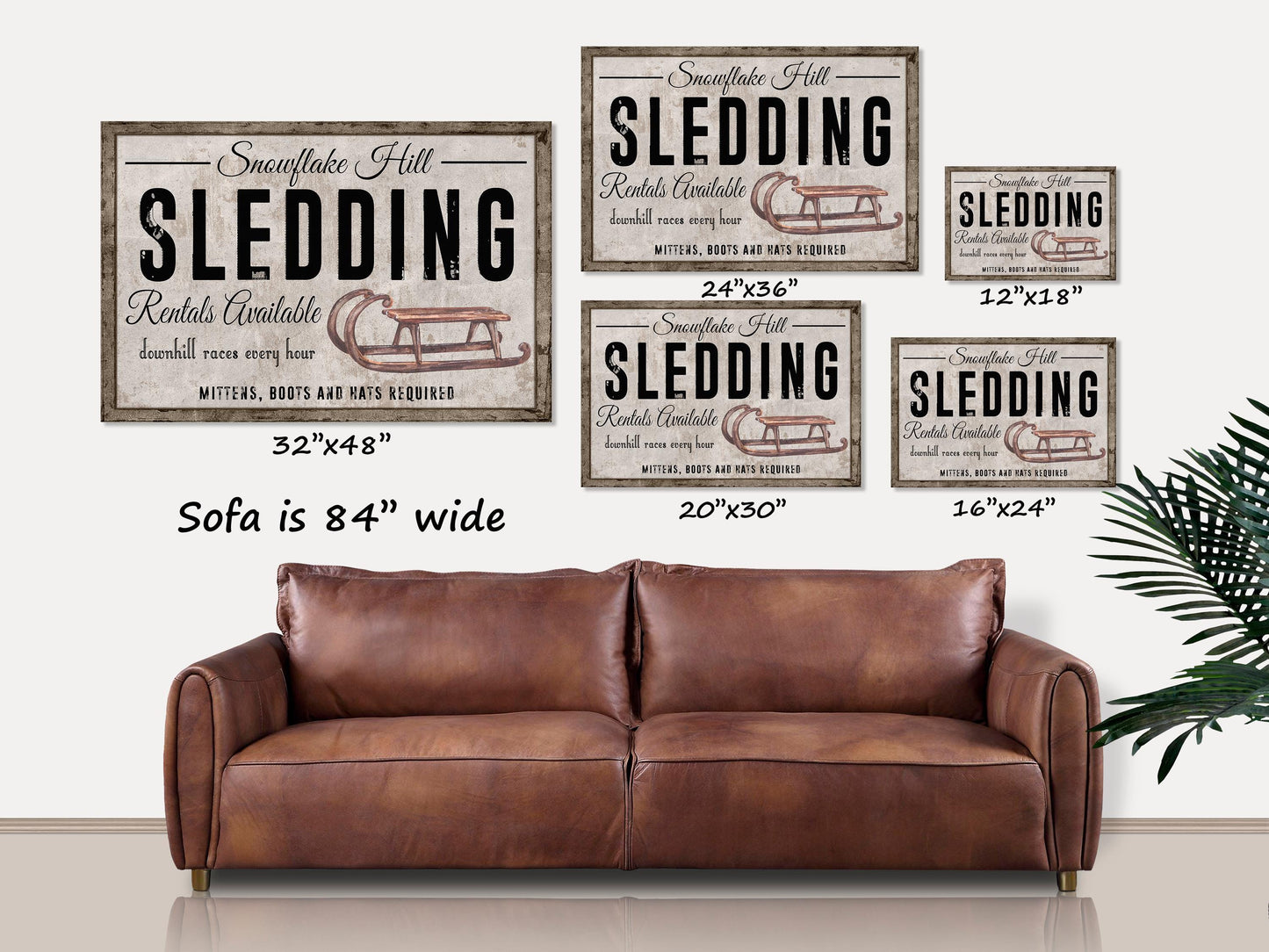 Winter Decor, Sledding Sign Canvas Wall Art, Christmas Signs, Sled Decor, Vintage Winter Wall Art, Old Sled Wall Art, Vintage Sled Sign,