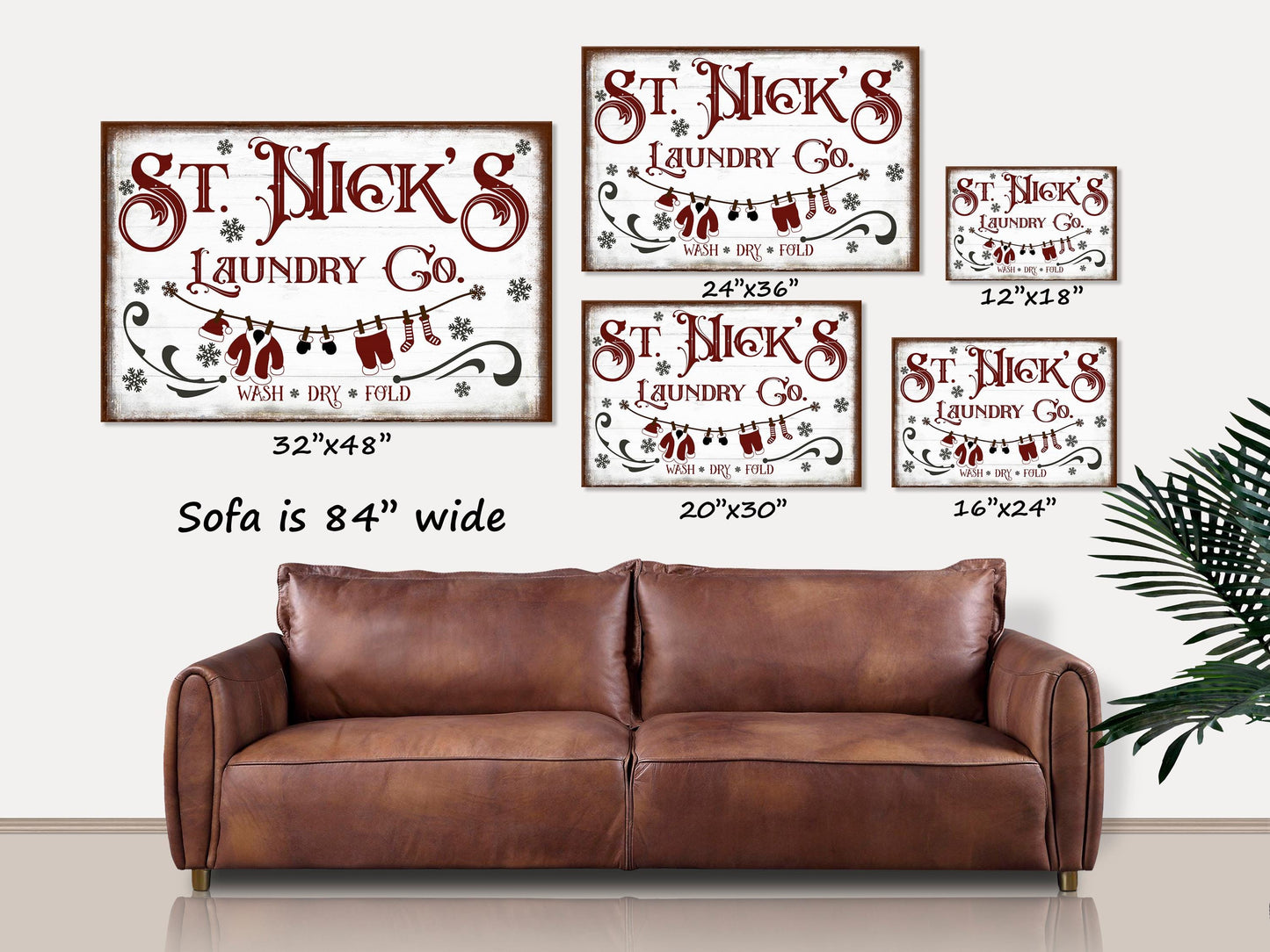 Holiday Decor, St Nicks Laundry Co Canvas, Vintage Holiday Sign, Christmas Decor, Vintage Santa, Christmas Wall Art, Laundry Room Art