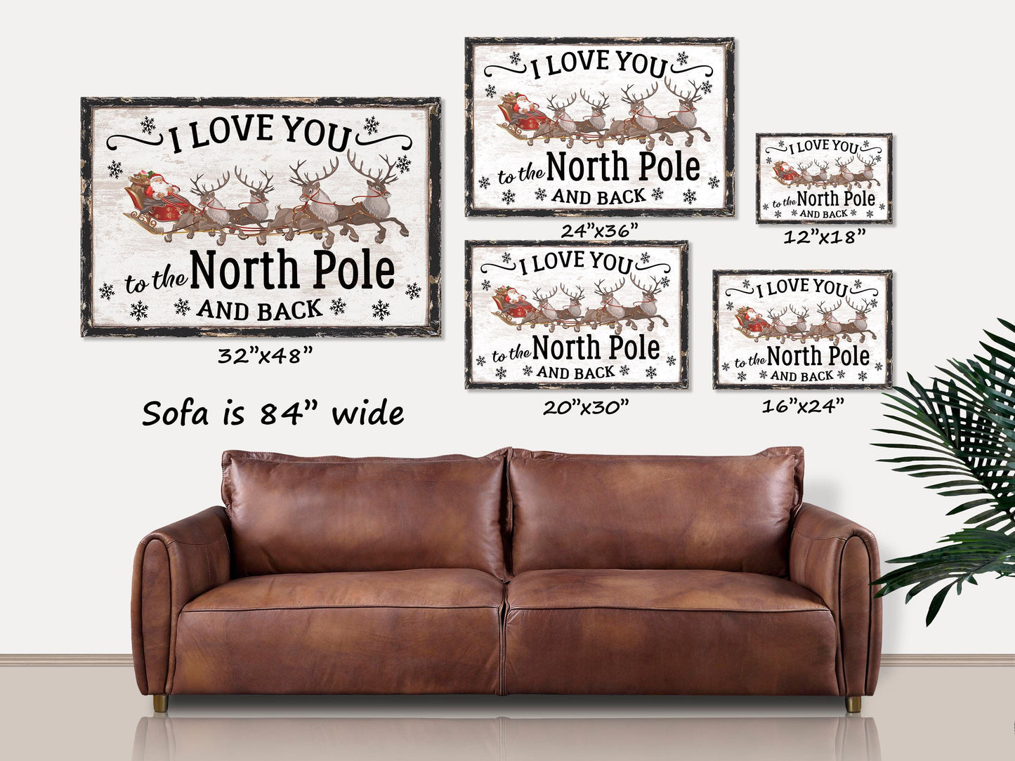 Holiday Decor, I Love You To The North Pole And Back Canvas Sign, Vintage Holiday Sign, Christmas Decor, Christmas Decor, Christmas Wall Art