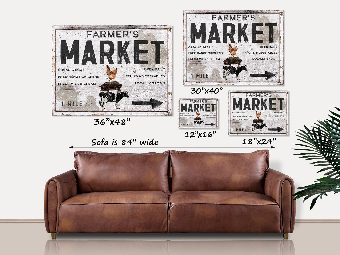 Farmers Market, Farmhouse Sign, Modern Farmhouse Decor, Large Canvas Wall Art, Vintage Signs, Oversized Wall Art, Distressed Art