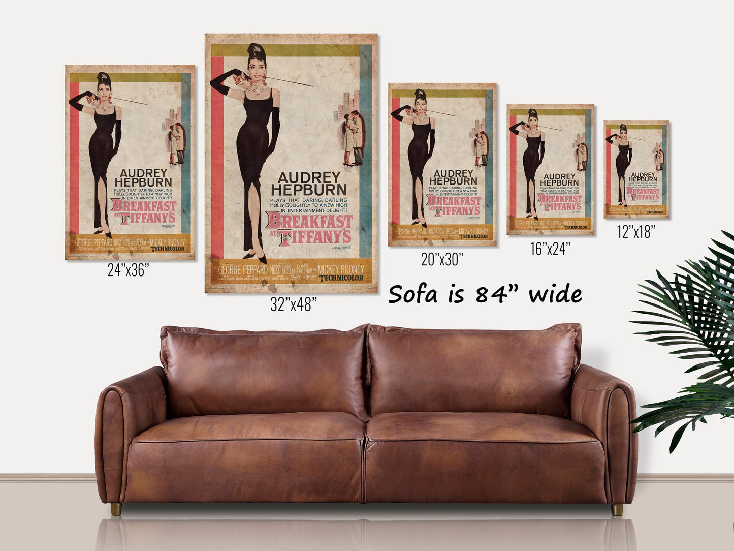 Breakfast At Tiffanys Canvas Sign, Vintage Movie Decor, Retro Decor, Movie Lovers Gift, Large Canvas Wall Art, Vintage Movie Poster Art