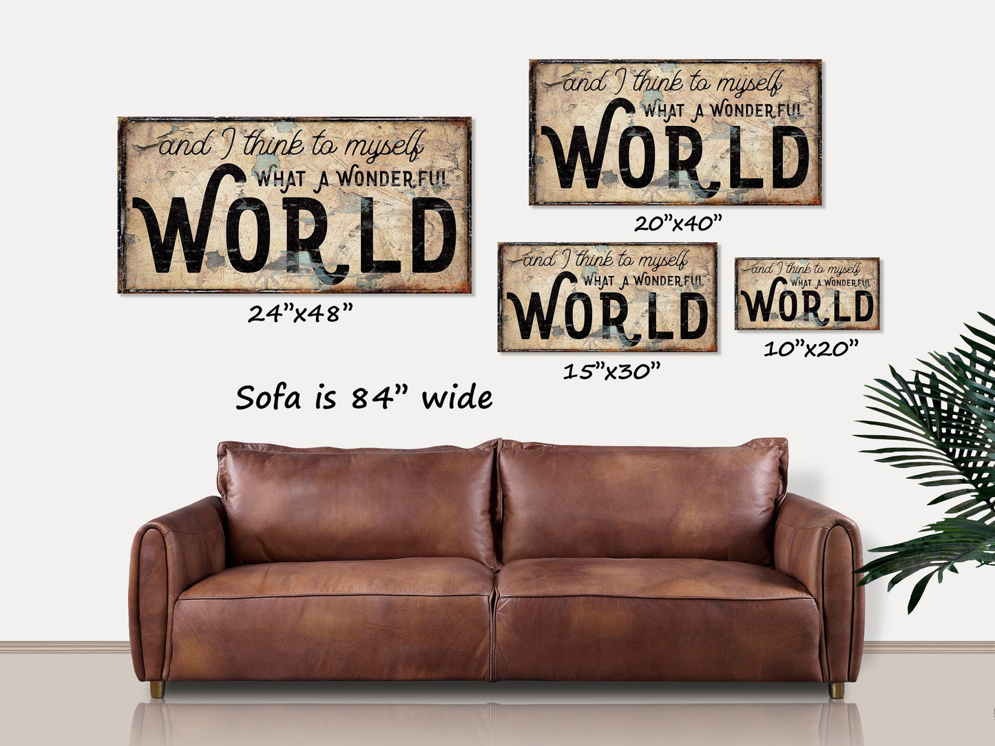 Vintage What a Wonderful World Canvas Art - Rustic, Distressed Sign, Farmhouse Home Decor, Inspirational Wall Art, Anniversary Gift