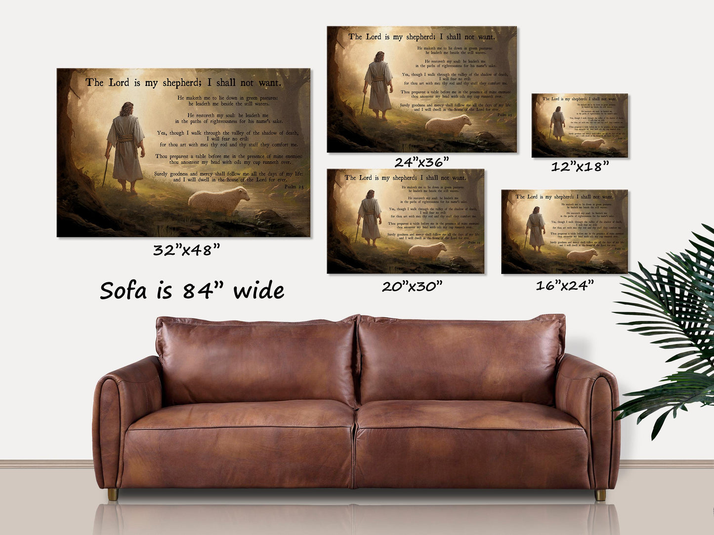 Psalm 23 Art, Large Canvas Wall Art, Christian Gifts, Scripture Art, The Lord Is My Shepherd Canvas, Christian Home Decor, Bible Verse Decor