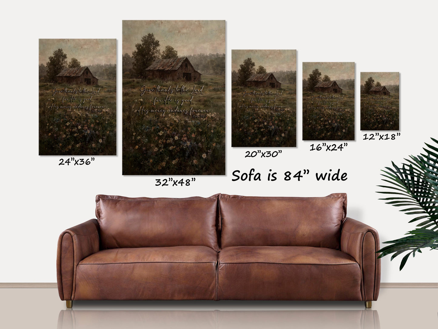 Give Thanks To The Lord for He is Good Canvas Wall Art, Christian Wall Art, Christian Gift, Scripture Art, Psalm Sign, Bible Verse Picture