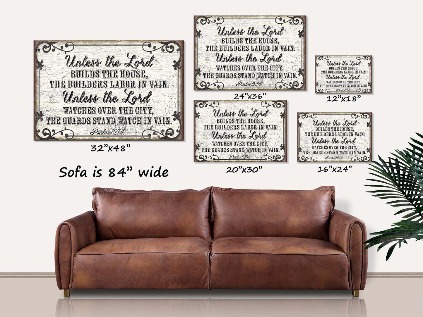 Psalm 127:1 Unless The Lord Canvas, Christian Wall Art, Scripture Wall Art, Christian Home Decor, Bible Verse Wall Decor, Christian Sign