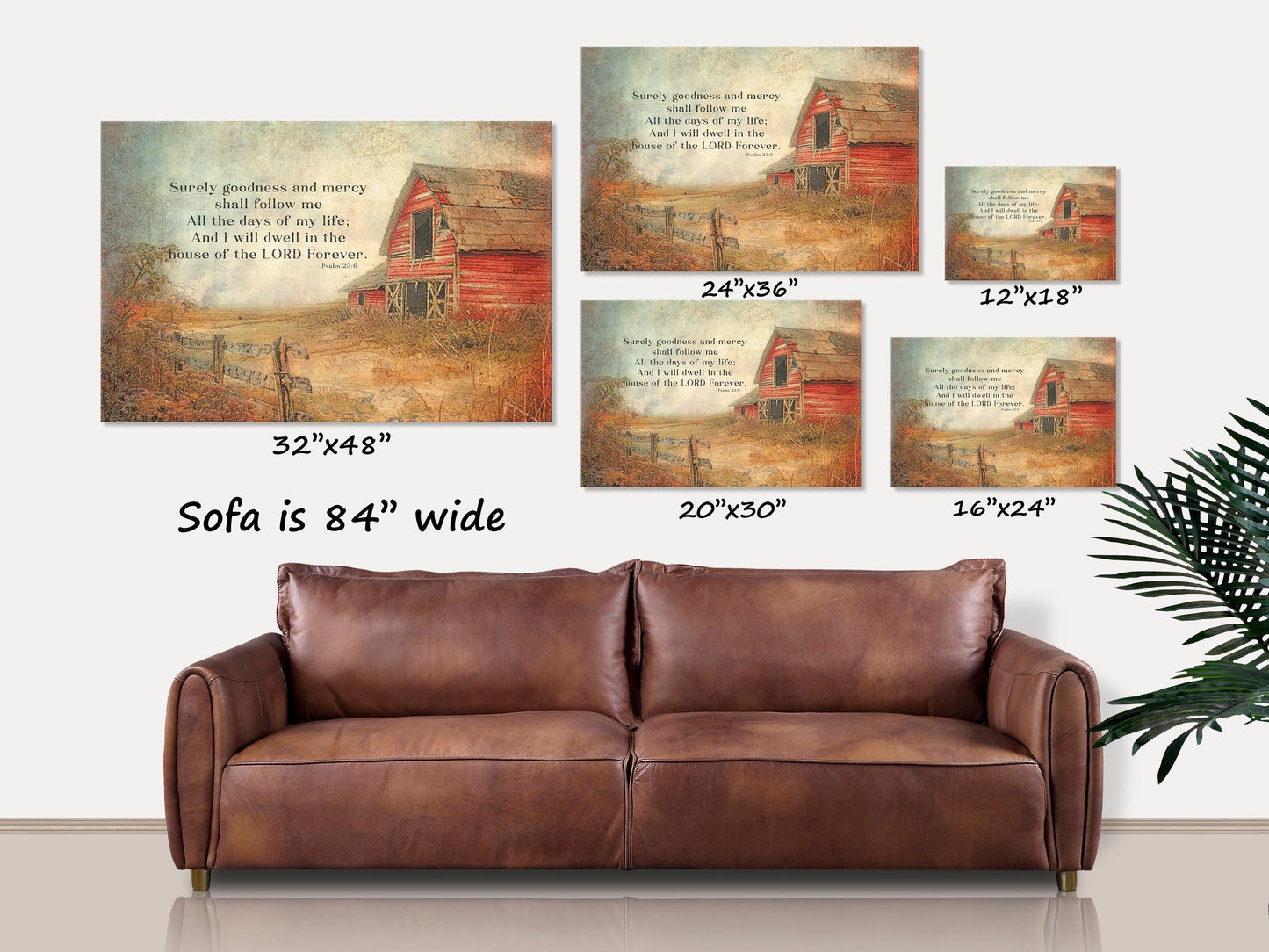 Barn Landscape Canvas, Surely Goodness And Mercy Will Follow Me, Psalm 23:6, Christian Canvas Wall Art, Faith Gifts, Believer Gifts