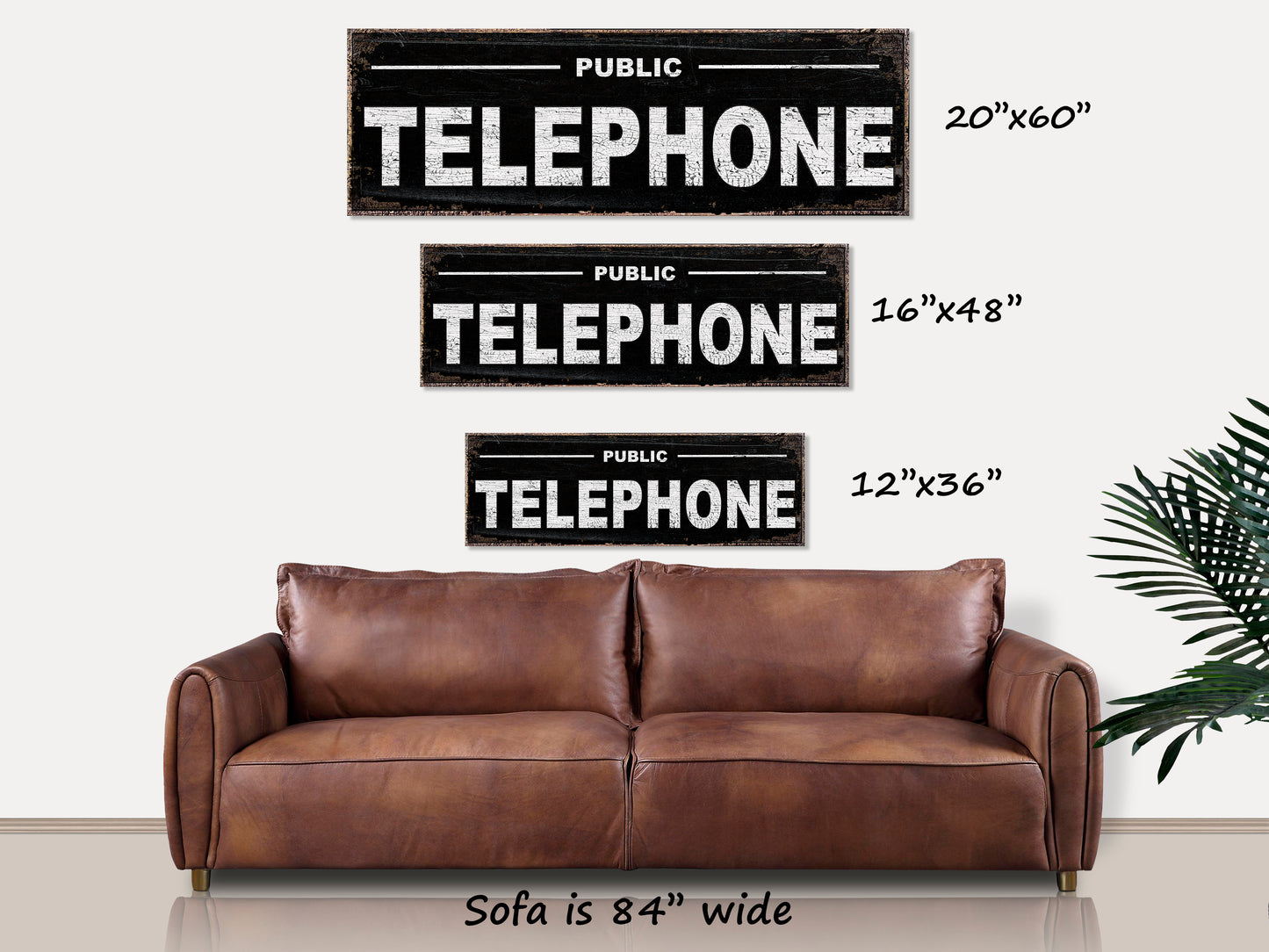 Vintage Public Telephone Sign