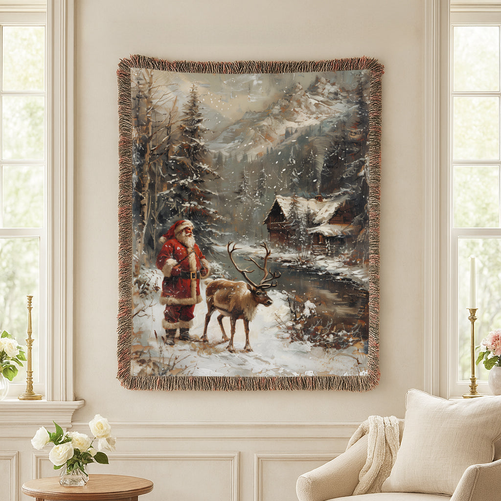 Woodland Santa Woven Blanket