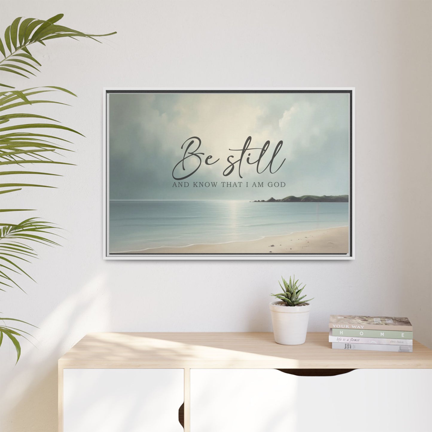 Be Still Coastal Wood Framed Canvas