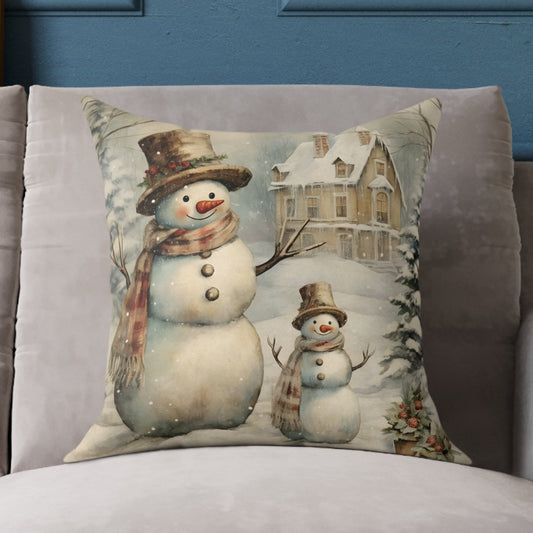 The Winter Cottage Snowmen Pillow