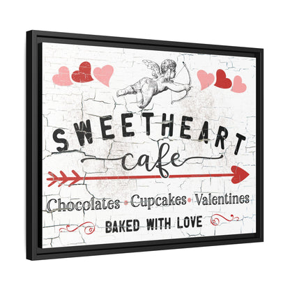 Sweetheart Cafe Wood Framed Canvas