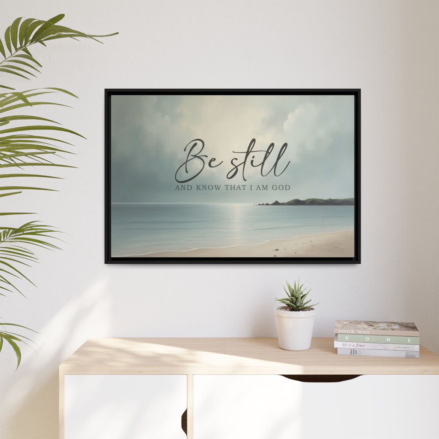 Be Still Coastal Wood Framed Canvas