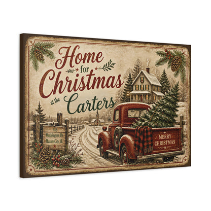 Personalized Home for Christmas Canvas Art