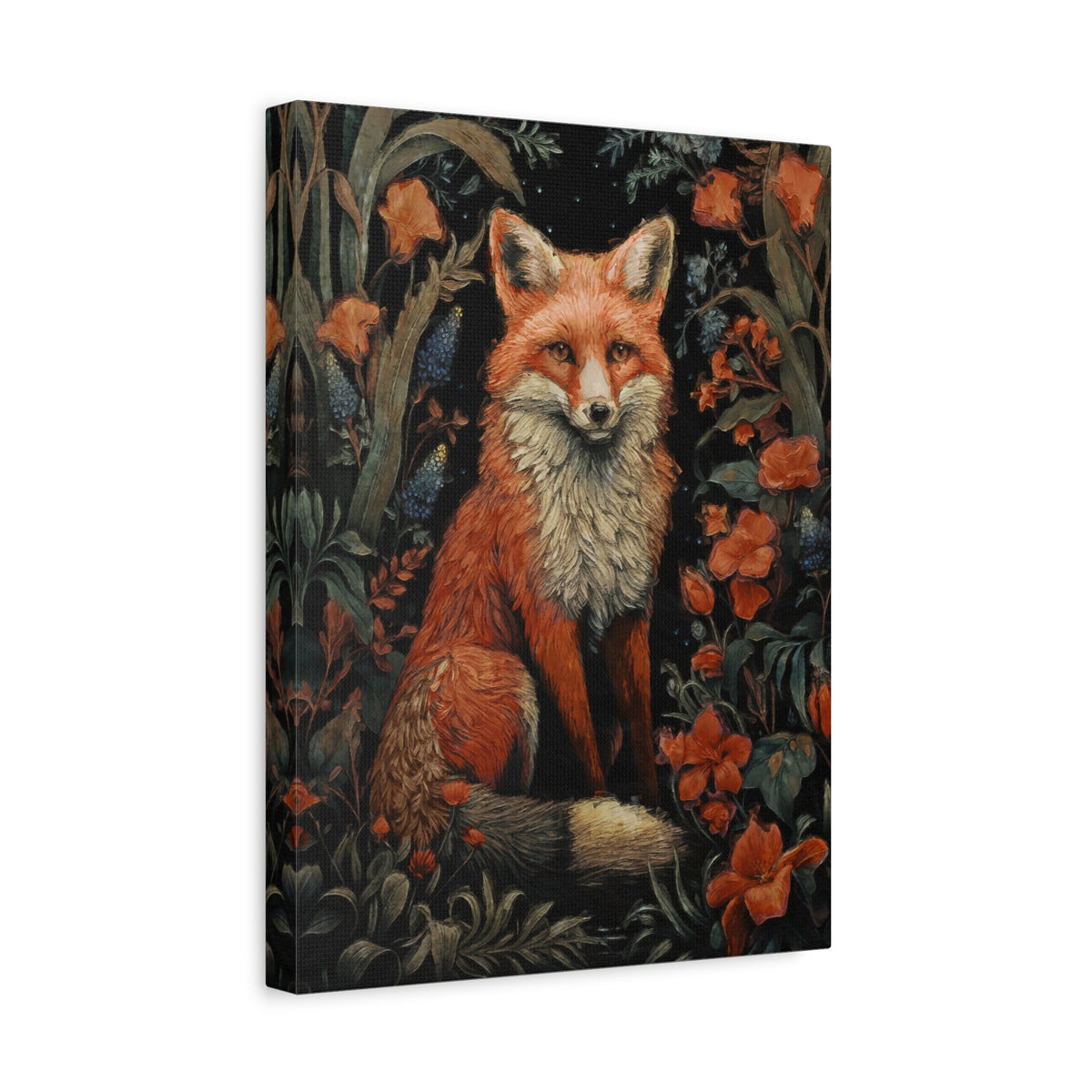Vintage Fox Botanical Gallery Wrapped Canvas Wall Art