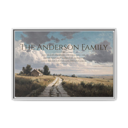 Custom Matthew 7:25 Framed Canvas Wall Art