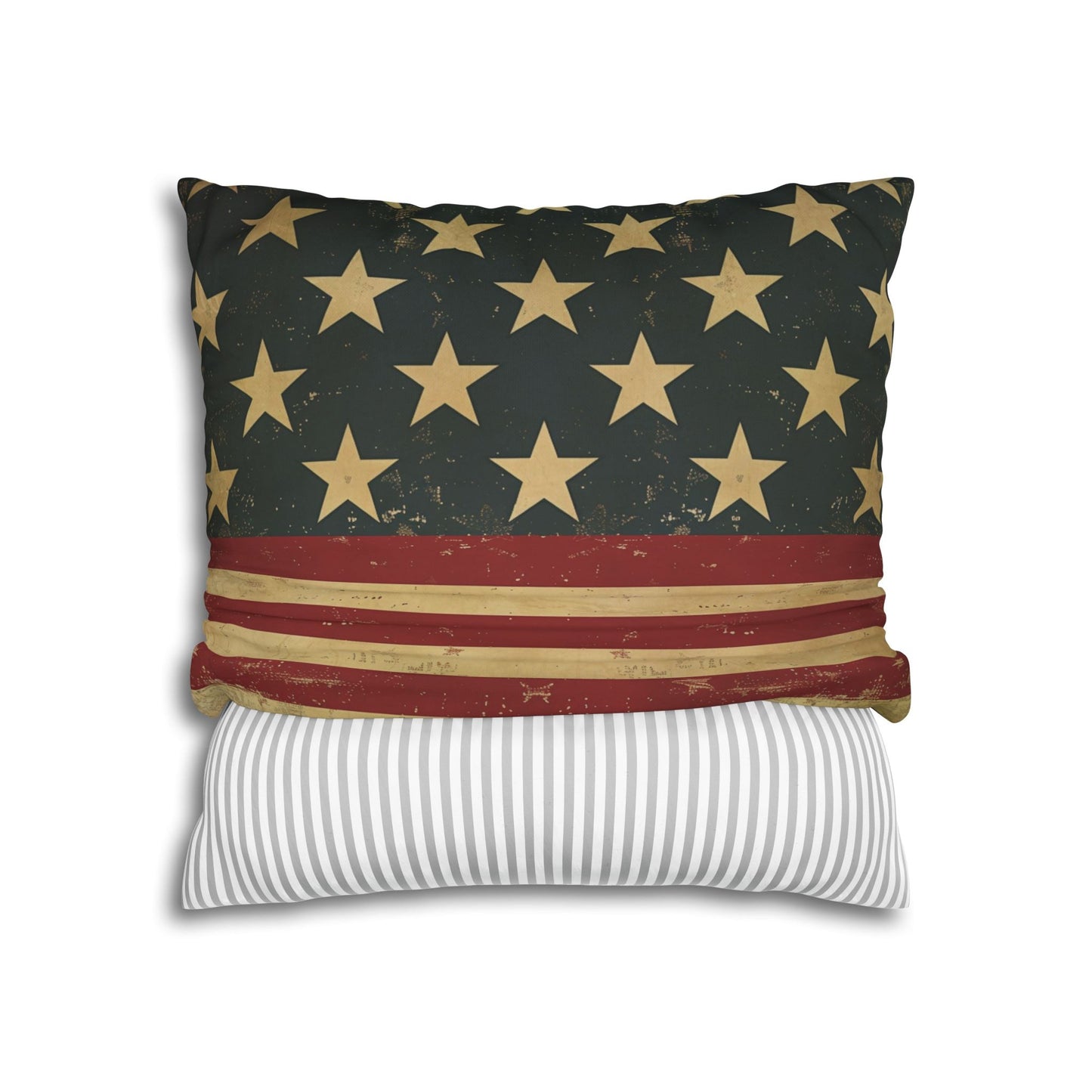 Tea Stained Vintage American Flag Throw Pillow Cover