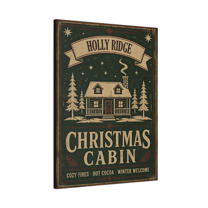 Personalized Christmas Cabin Canvas Art