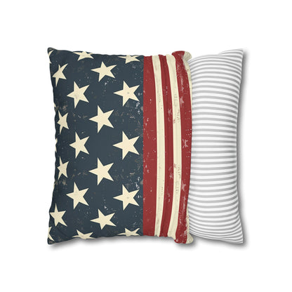 Vintage American Flag Throw Pillow Cover