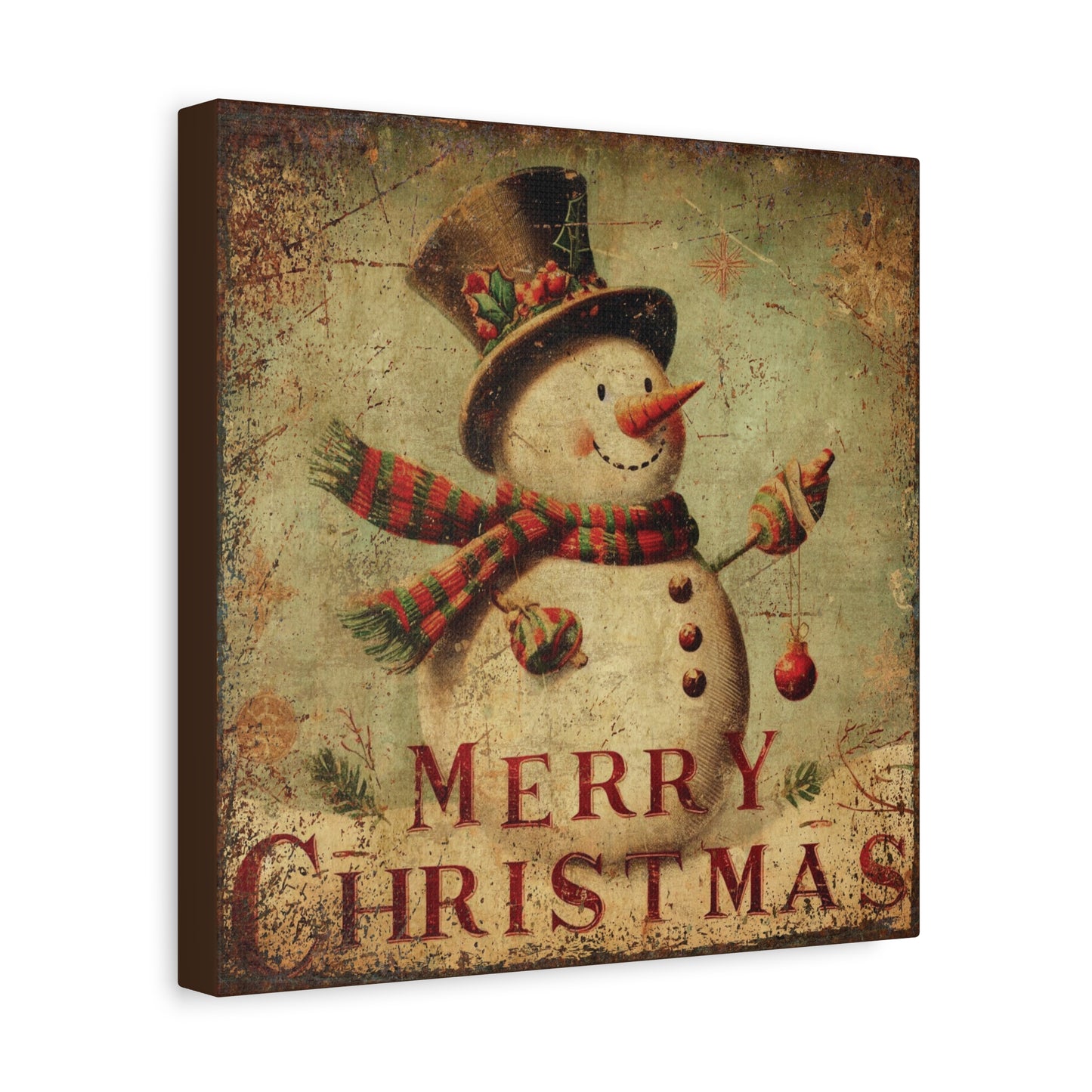 Merry Christmas Snowman Canvas Art