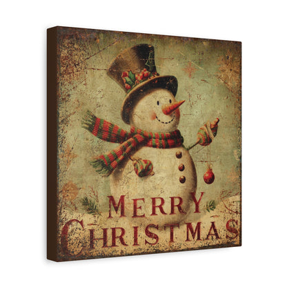 Merry Christmas Snowman Canvas Art