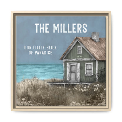 Personalized Beach House Framed Canvas Print