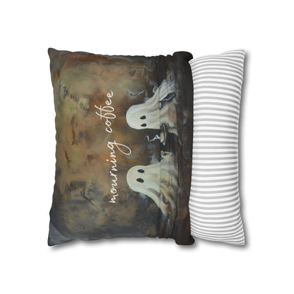 Mourning Coffee Ghost Pillow Cover