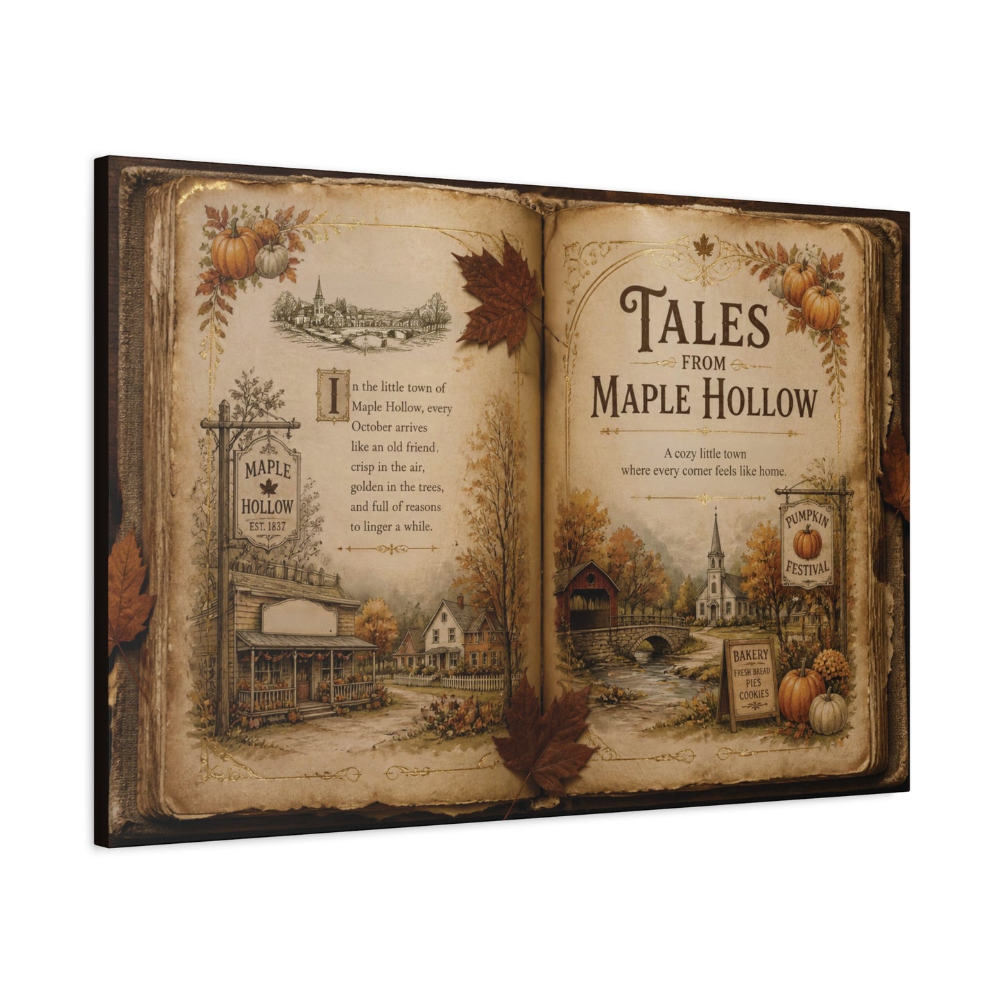 Maple Hollow Vintage Storybook Fall Canvas