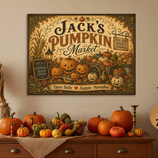 Jack's Pumpkin Market Canvas Wall Art