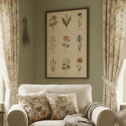 Vintage Garden Botanicals Wood Framed Canvas Wall Art