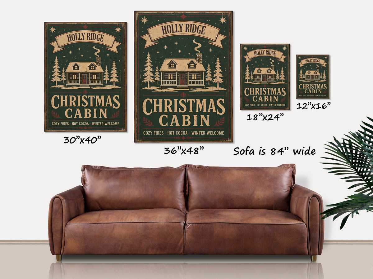 Personalized Christmas Cabin Canvas Art
