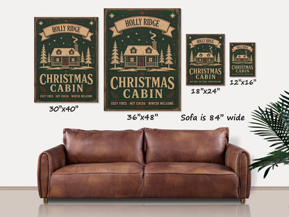 Personalized Christmas Cabin Canvas Art