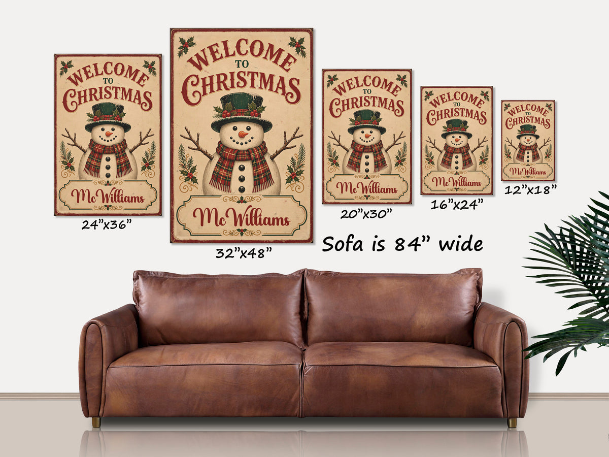 Personalized Welcome to Christmas Snowman Canvas
