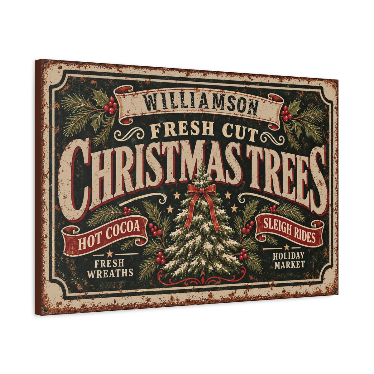 Personalized Fresh Cut Christmas Trees Canvas Wall Art