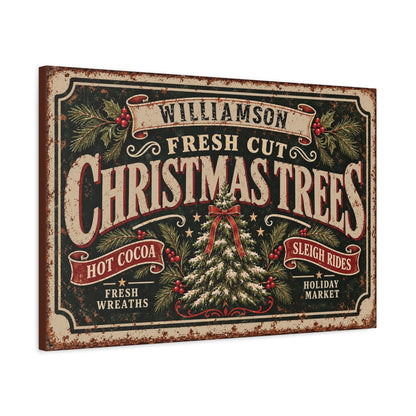 Personalized Fresh Cut Christmas Trees Canvas Wall Art