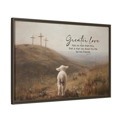 Greater Love John 15:13 Framed Canvas Art