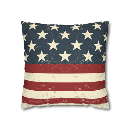 Vintage American Flag Throw Pillow Cover
