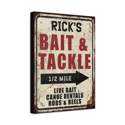 Personalized Bait & Tackle Canvas Sign