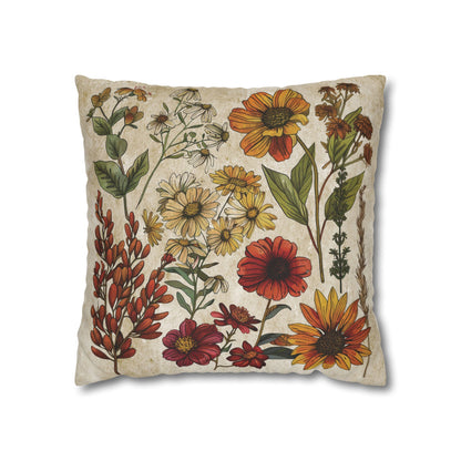 Fall Wildflowers Throw Pillow Cover
