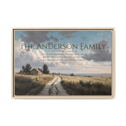 Custom Matthew 7:25 Framed Canvas Wall Art