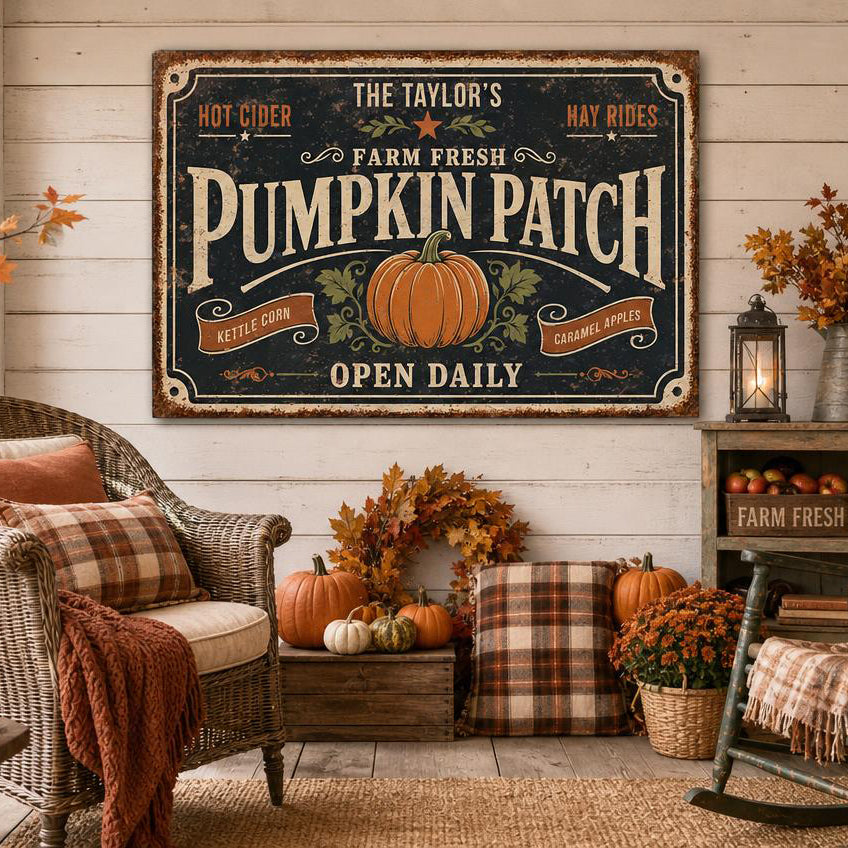 Pumpkin Patch Canvas Wall Art | Vintage Fall Farmhouse Decor