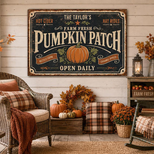 Pumpkin Patch Canvas Wall Art | Vintage Fall Farmhouse Decor