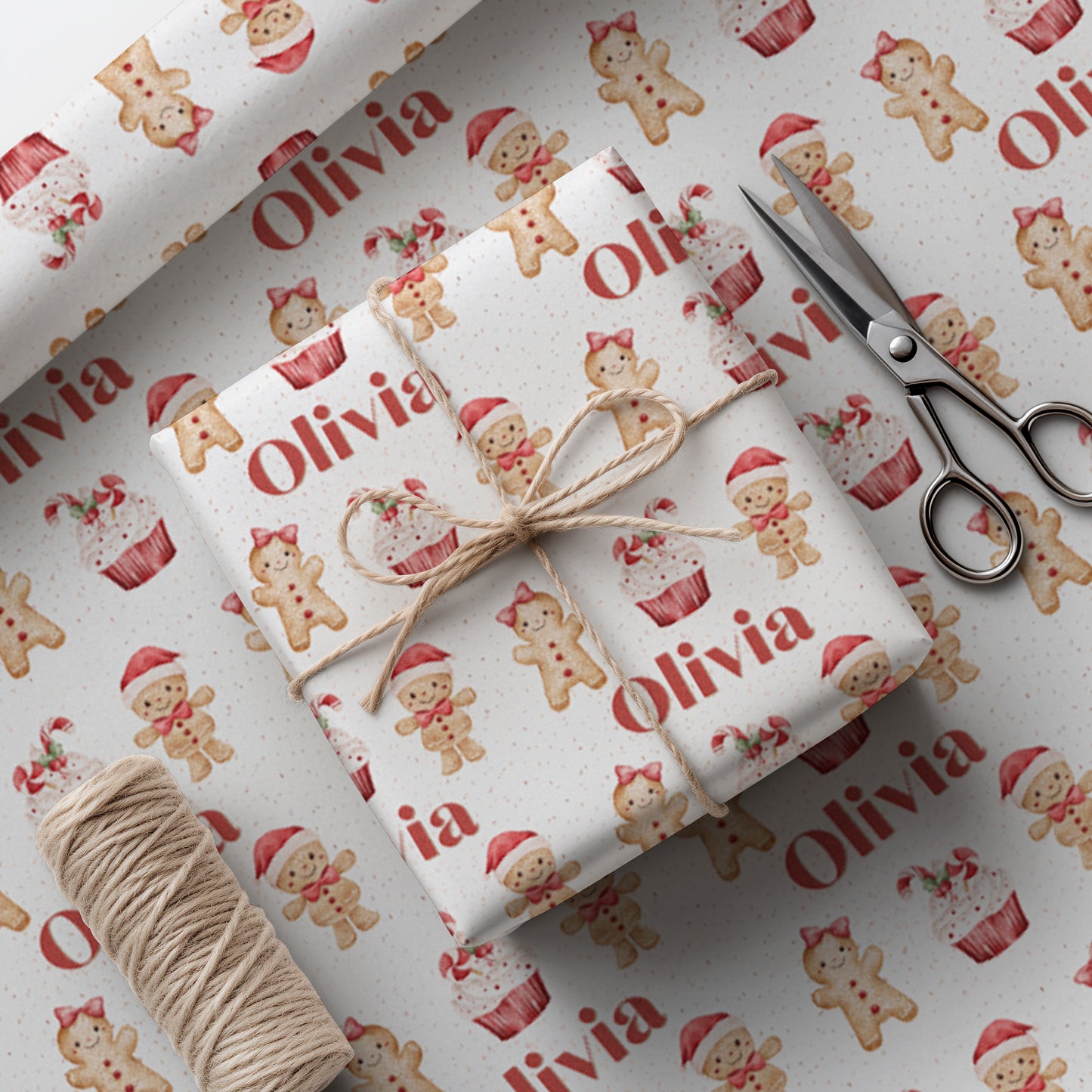Personalized Gingerbread Christmas Gift Wrap